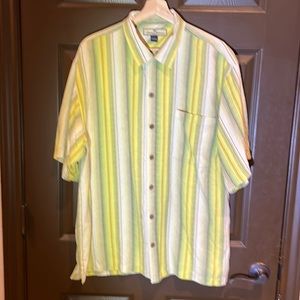 Tommy Bahama Relax Men Hawaiian Camp Shirt 100% Silk Green Button Down Large